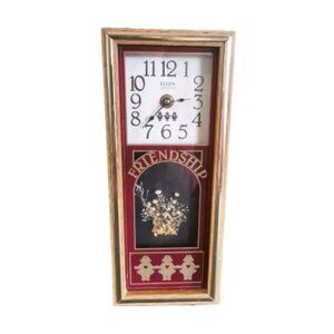 Vtg. Wooden Elgin Wall/Mantle Clock Friendship Dutch Girl Farm 12 3/4" Works